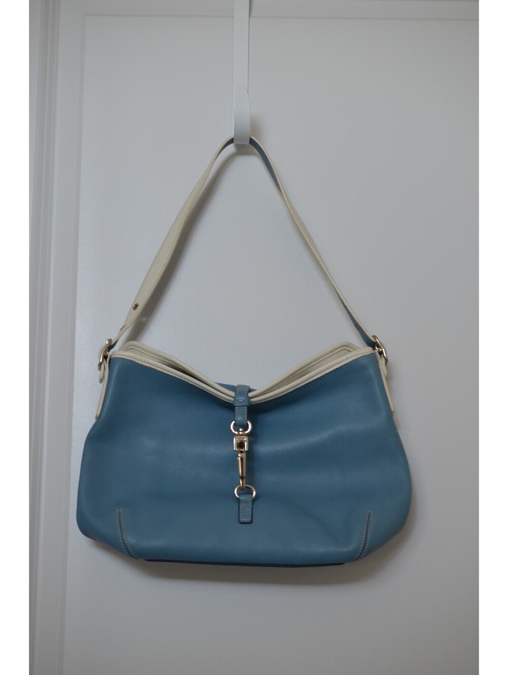 Vintage 2003 Coach 9266 Blue Leather Hobo Shoulder Bag Y2K Clip Purse